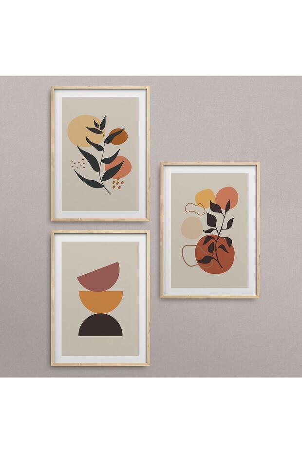 Natural Wooden Framed 3-Piece Painting Set Hpn047