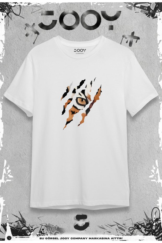 Tiger Claw Printed White Oversize Tshirt