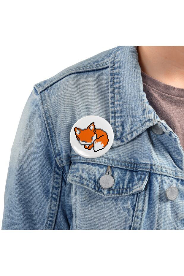 8 Bit Fox Buton Rozet - 2