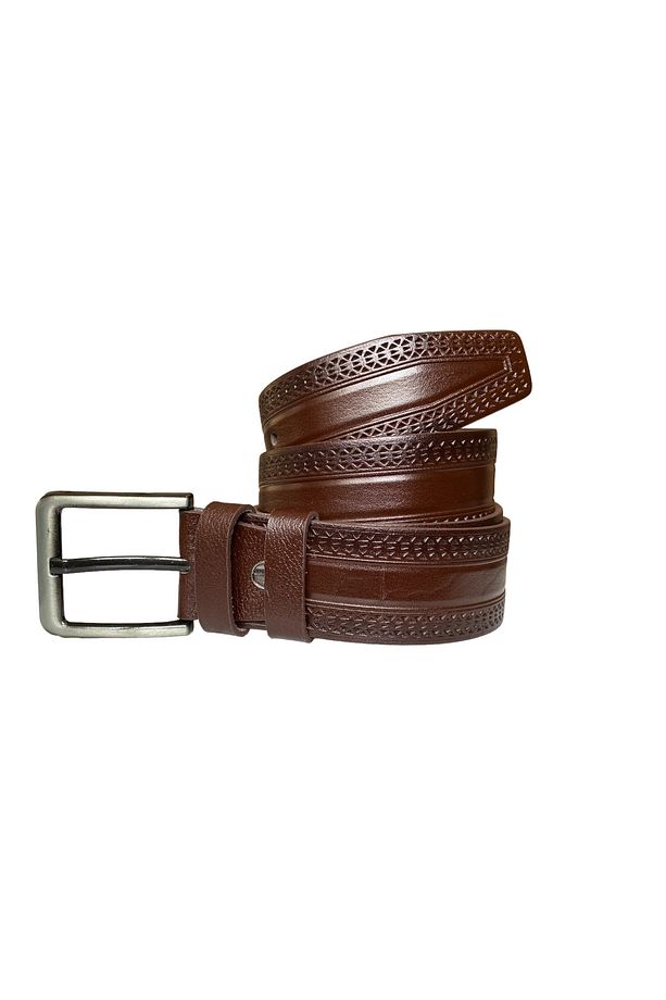 %100 Hakiki Kaliteli Deri, Kahverengi 4.5 Cm Tek Parça Kot, Spor Kemer=dk-149-150 - 3