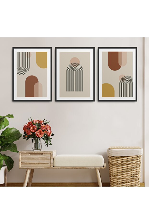 Siyah Lamine Çerçeveli 3'lü Tablo Seti Hpn073 - 1