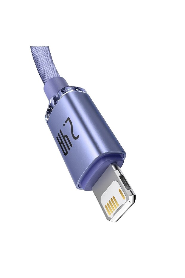 Crystal Shine 2.4a 120 Cm Lightning Şarj Kablosu Mor - 2