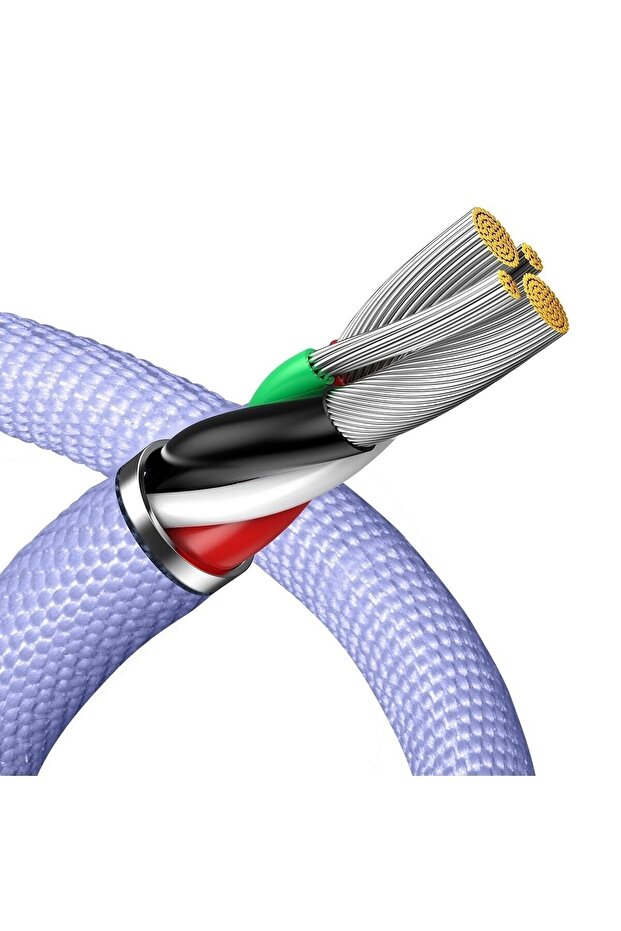 Crystal Shine 2.4a 120 Cm Lightning Şarj Kablosu Mor - 5