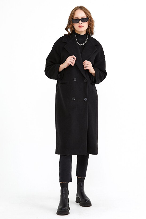 Kadın Oversize Siyah Kaban - 3