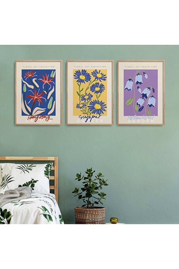 Natural Wooden Framed 3-Piece Painting Set Hpn095
