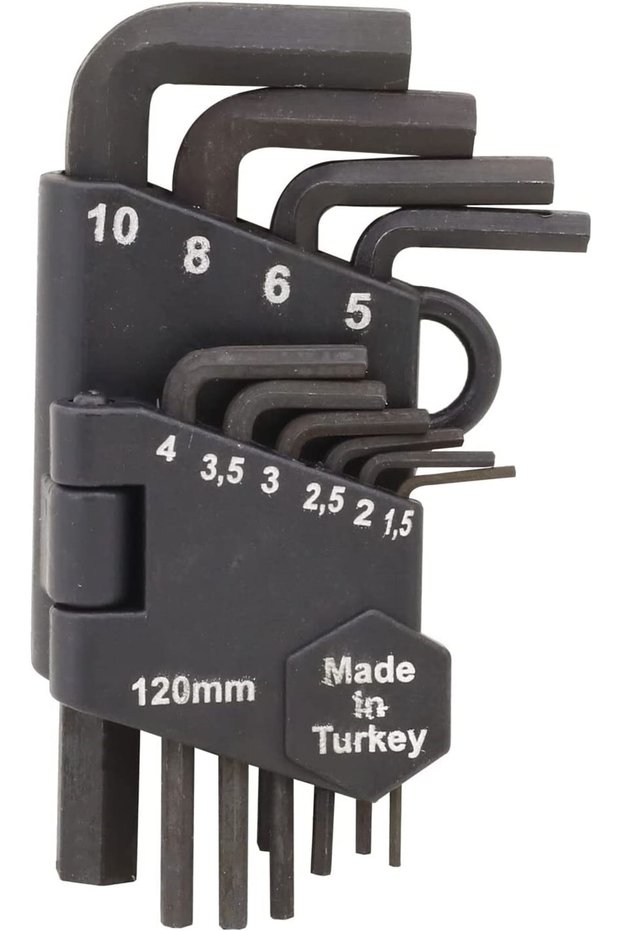 120 Mm 10 Piece Black Allen Set Flat Short Allen Set 6 Gen Allen Keys