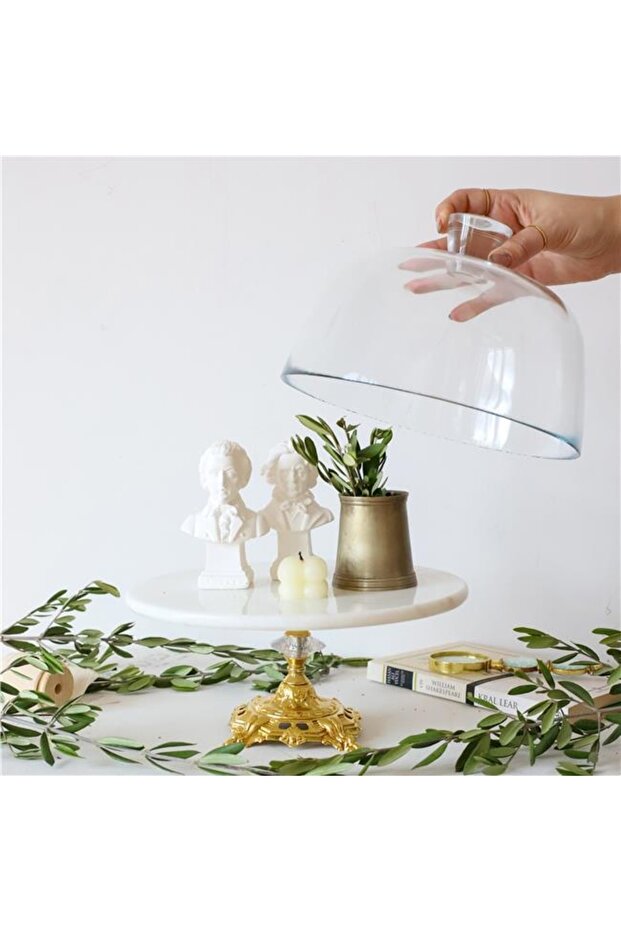 Marble White 25 Cm Gold Baroque Foot Glass Jar