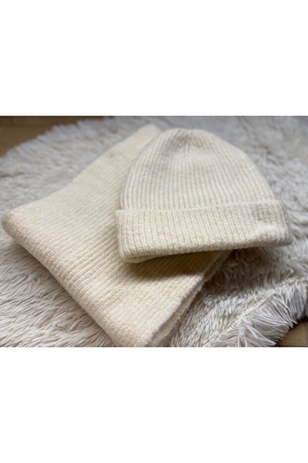 Mohair Wool Knitwear Scarf Beanie Set