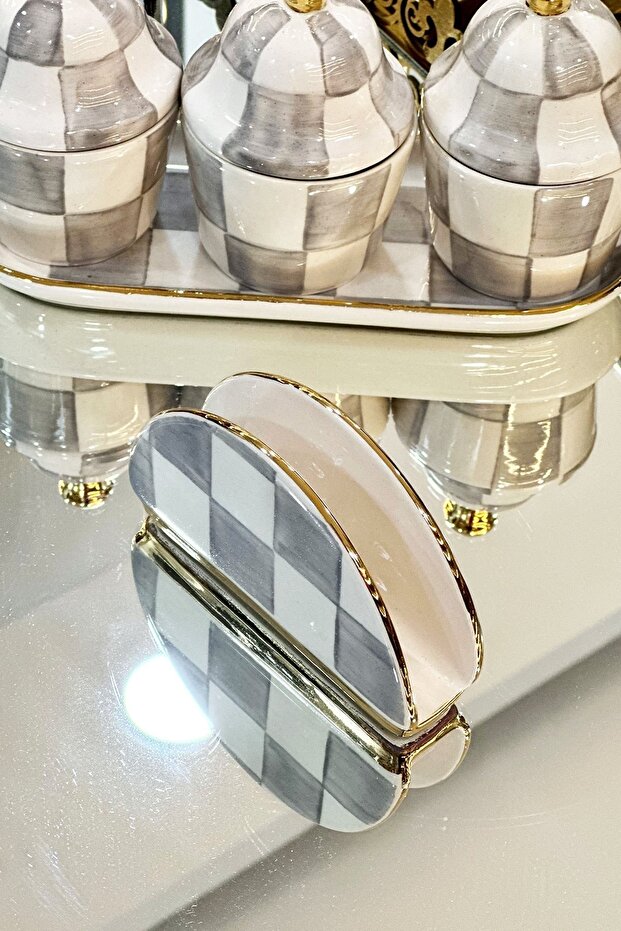 Damalı Gri Peçetelik - 4