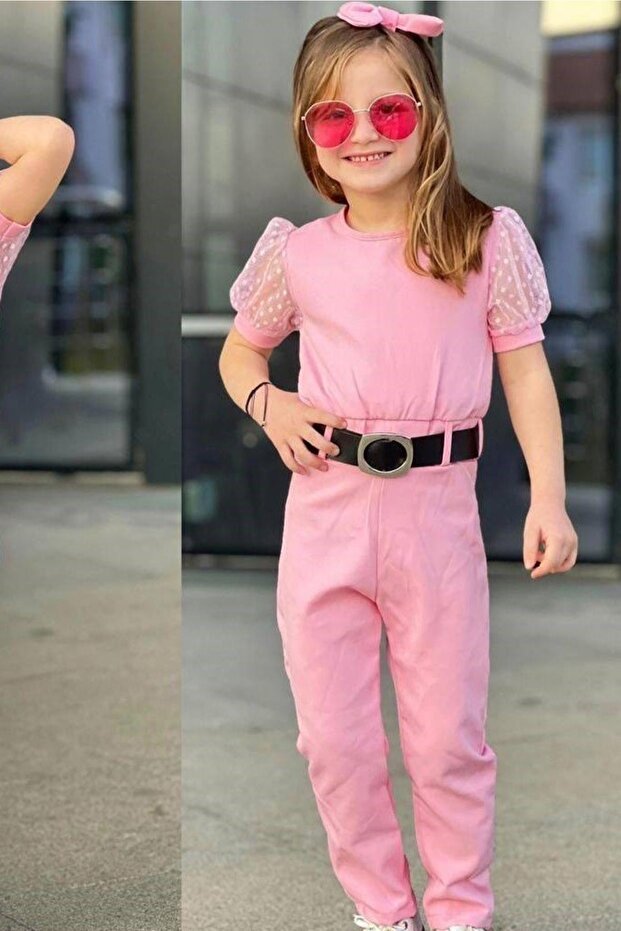 Girl's Belted Crown Jumpsuit Aby755