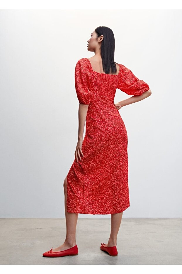 Balon Kollu Midi Boy Elbise - 4