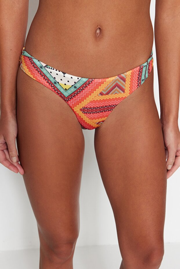 Tropikal Desenli Normal Paça Bikini Altı TBESS22BA0306 - 4