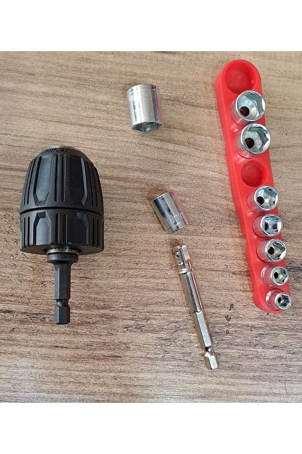 Hex Adaptörlü Shank 1/4" 3/8" Mandren 1/2"uzatma Matkap Vidalama Lokmalı Uç Hex Bit Seti - 3