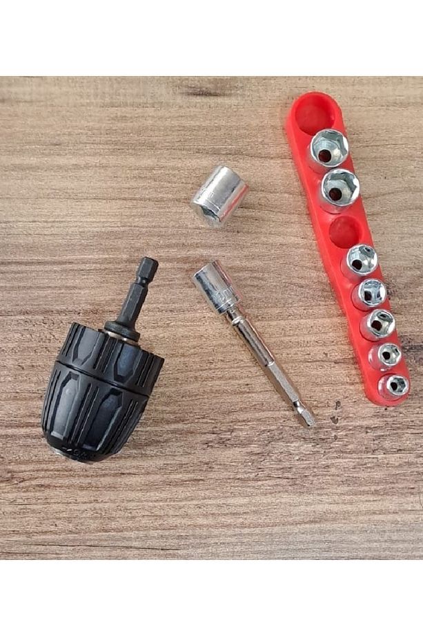 Hex Adaptörlü Shank 1/4" 3/8" Mandren 1/2"uzatma Matkap Vidalama Lokmalı Uç Hex Bit Seti - 4