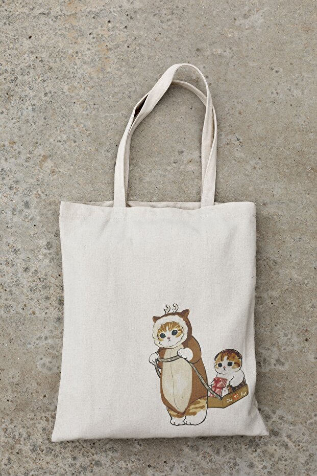 Cat Pulling Sled Printed Cloth Bag