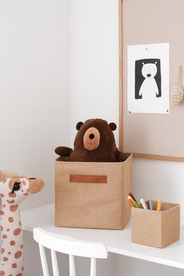 Jute Closet Children's Room Toy Organizer Folding Storage Box Organizer 28x28x28