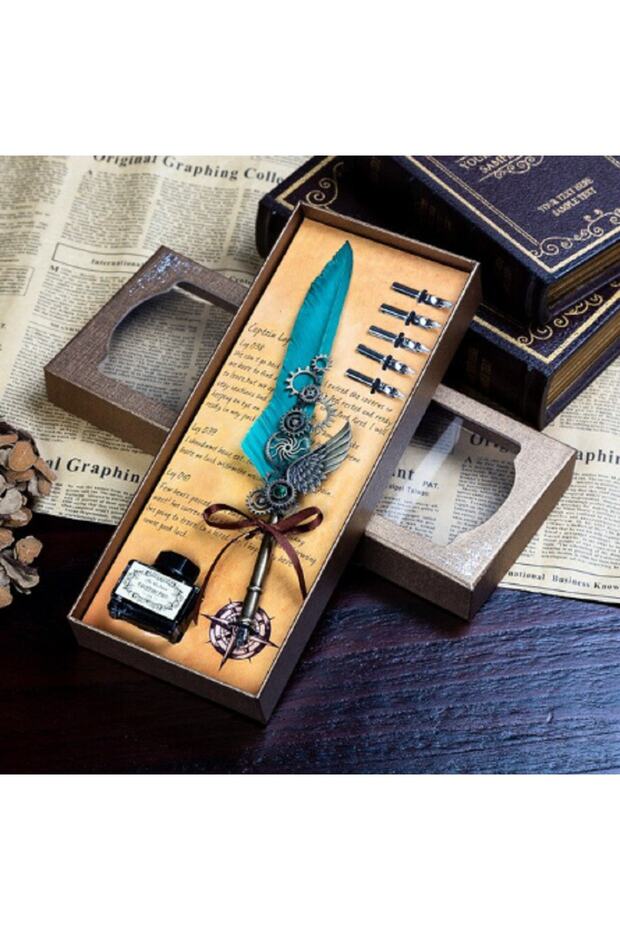 Vintage Feather Fountain Pen Set Extra Thin Fountain Pen Gifts Back School Gift Set For Student