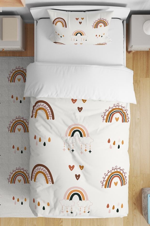 Raining Rainbows Patterned Single Baby Kids Bedding Set