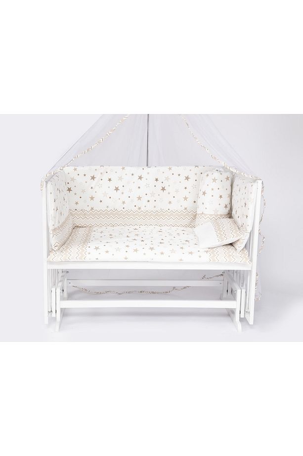 Süper Natural Ahşap Beşik 4 Kademeli Beyaz Anne Yanı Sallanır 60x120-b06 Kvstar Uyku Seti+yataklı - 4