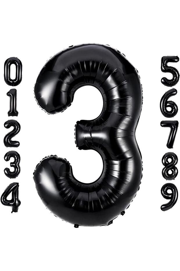 1 بالون فويل أسود رقم 34 بوصة