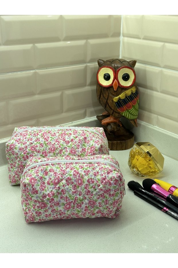 Colorful Floral Makeup Bag / Organizer (LINING-ZIPPERED)