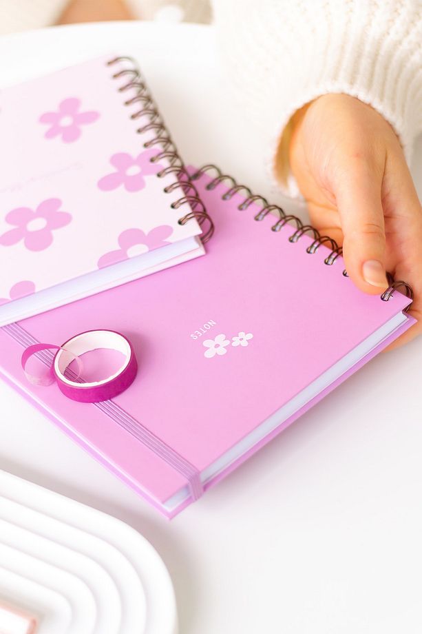 15x15 Cm Kare 2'li Set Spiralli Süresiz Planlayıcı Ajanda Ve Defter Papatya - 5