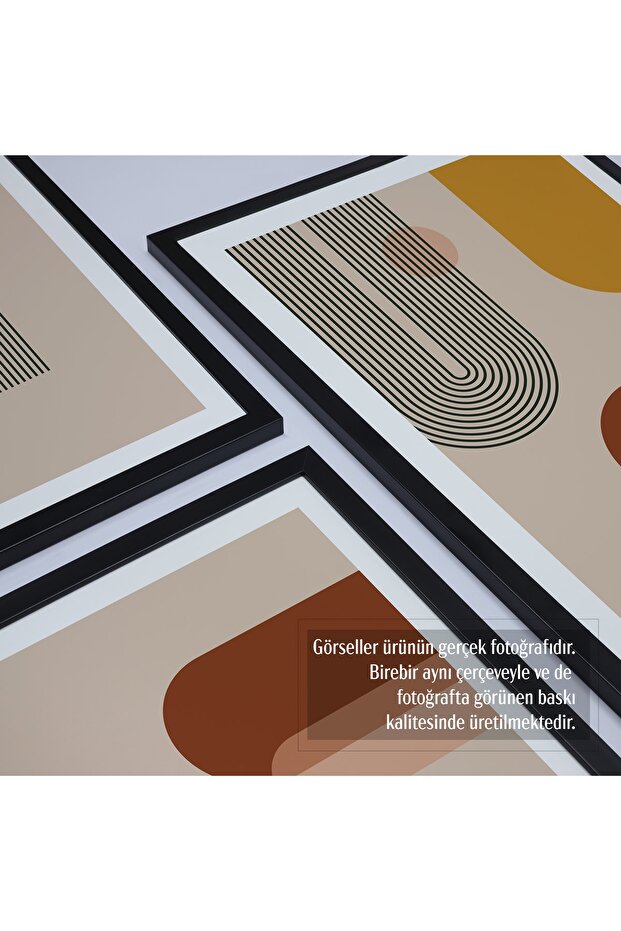 Siyah Lamine Çerçeveli 3'lü Tablo Seti Hpn073 - 2