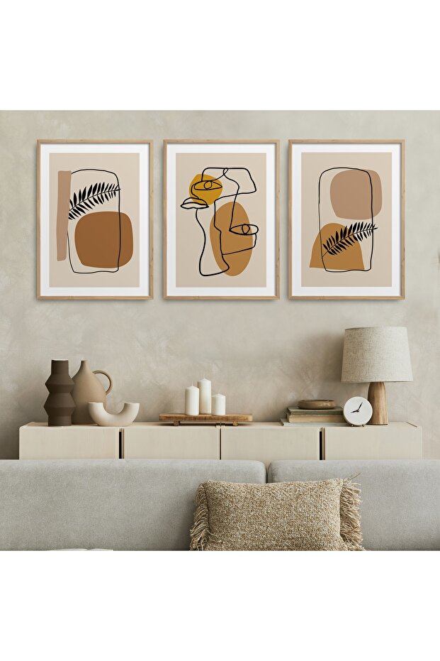 Natural Wooden Framed 3-Piece Painting Set Hpn077