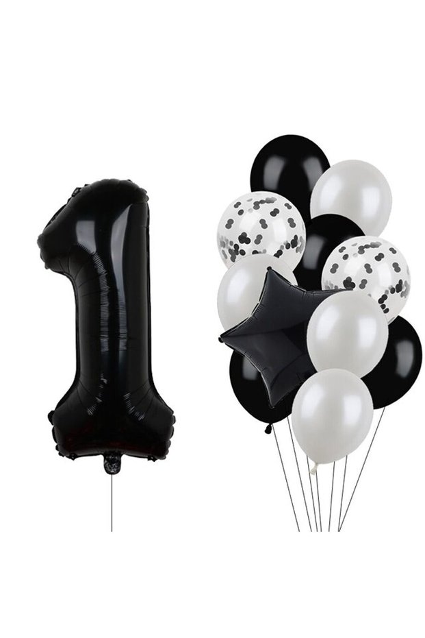Best Black Number Foil and Latex Balloon Set Age 1