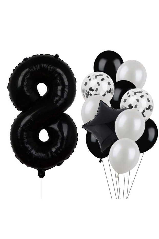 Best Black Number Foil and Latex Balloon Set Age 8