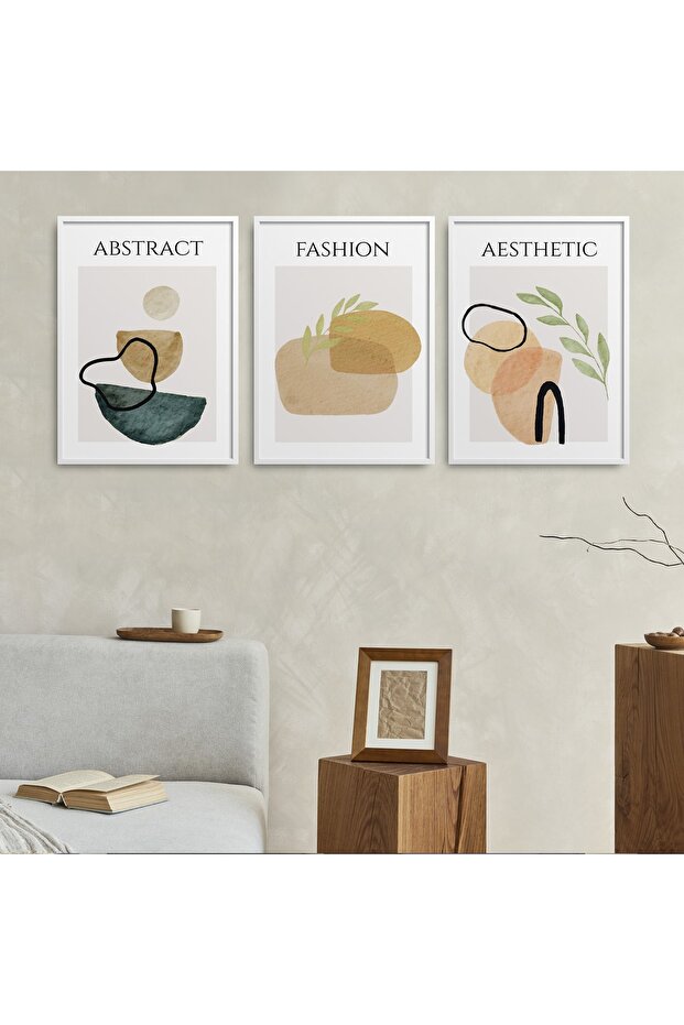White Laminated Frame 3 Piece Painting Set Hpn083