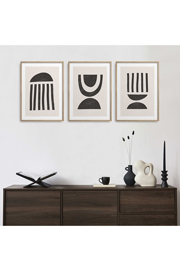 Natural Wooden Framed 3-Piece Painting Set Hpn086