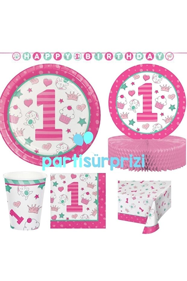 1 year old Girl Theme Party Set for 8 People