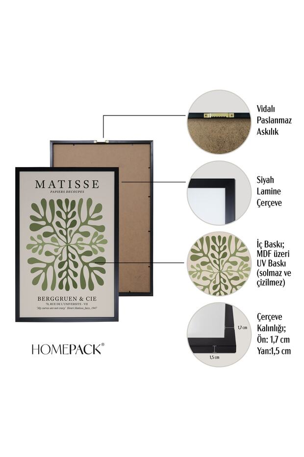 Siyah Lamine Çerçeveli 3'lü Tablo Seti Hpn103 - 4