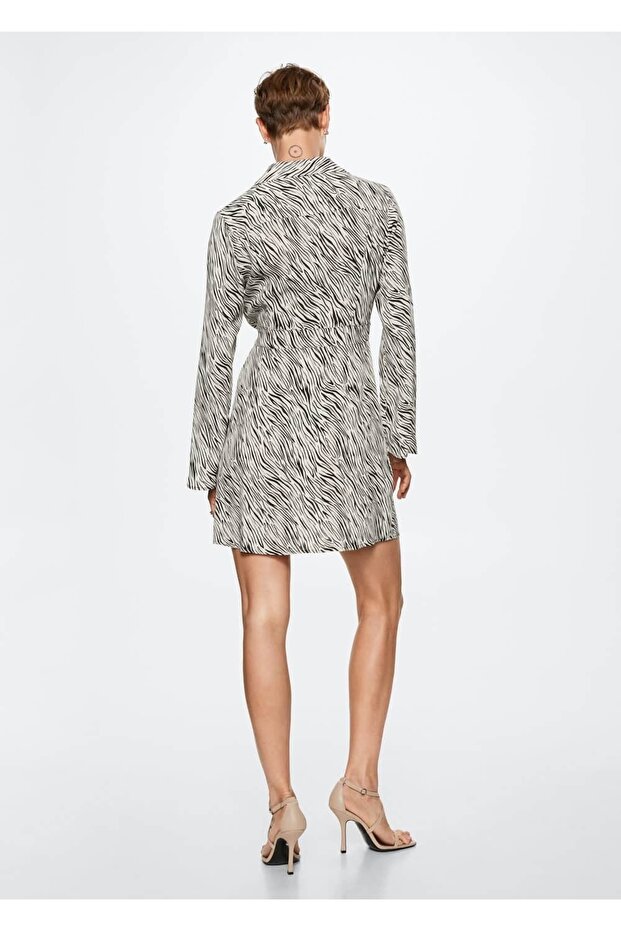 Hayvan Desenli Uzun Elbise - 4