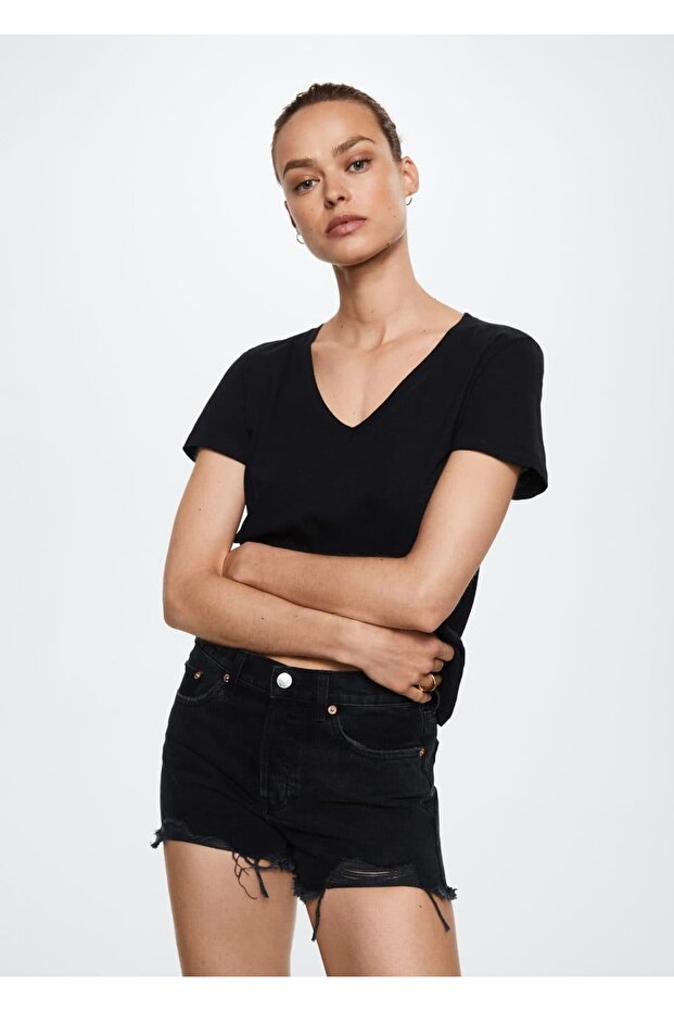 Linen-cotton blended T-shirt