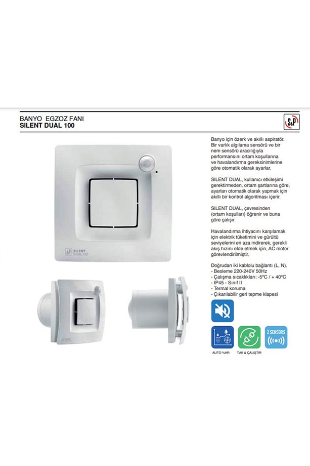 Soler Palau Silent Dual 100 Banyo Wc Sensörlü Egzoz Ortam Havalandırma Fanı Tasarruflu - 8