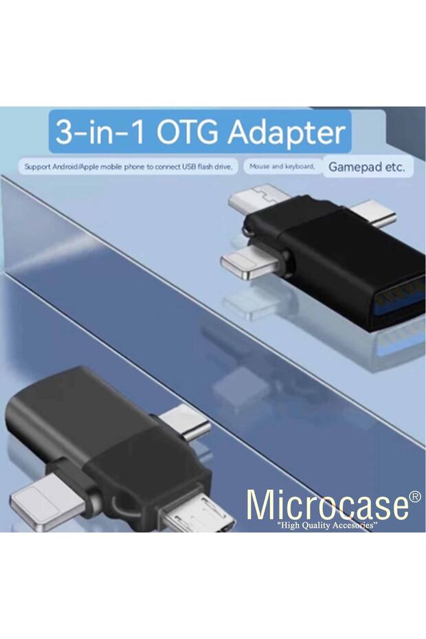 3in1 Usb 3.0 Hızlı Lightning Type-c Ve Micro Usb Otg Adaptör - Al3534 - 4