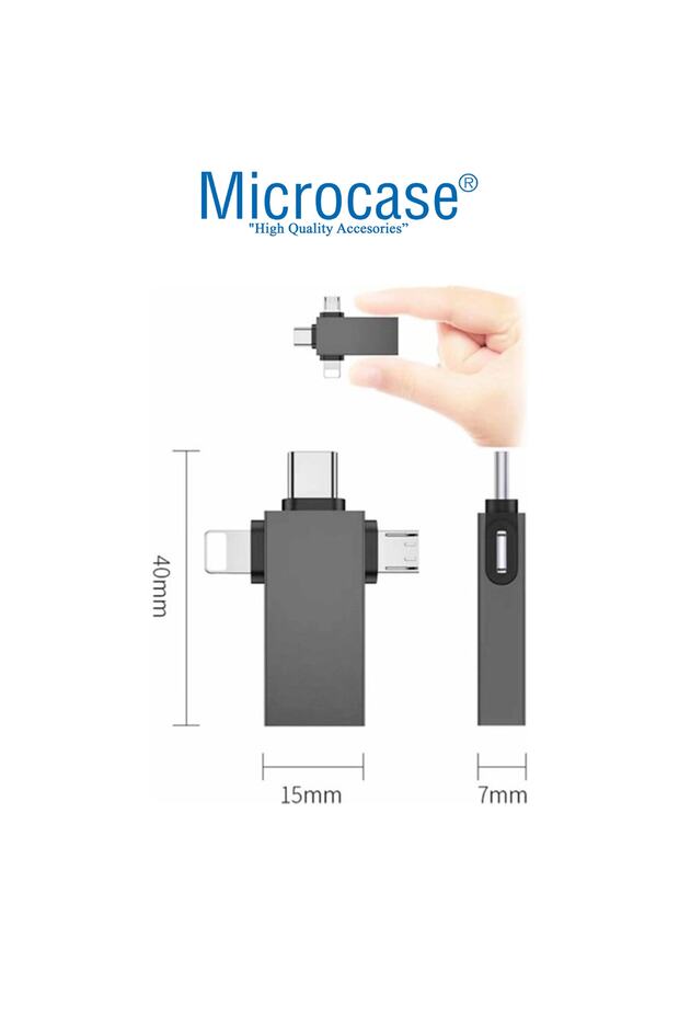 3in1 Usb 3.0 Hızlı Lightning Type-c Ve Micro Usb Otg Adaptör - Al3534 - 5