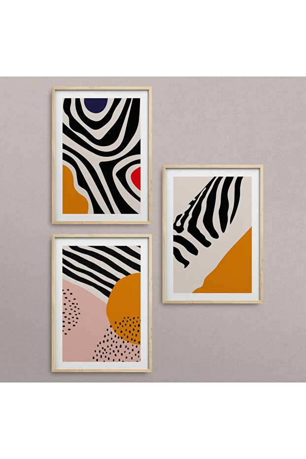 Natural Wooden Framed 3-Piece Painting Set Hpn039
