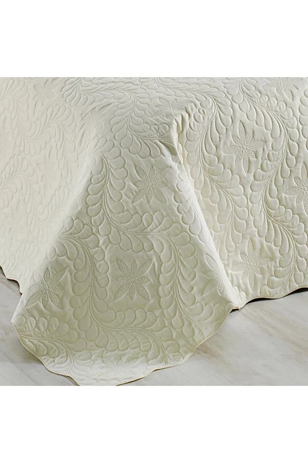 Ivy Krem Tek Kişilik Microfiber Kapitone Yatak Örtüsü Ekru - 2