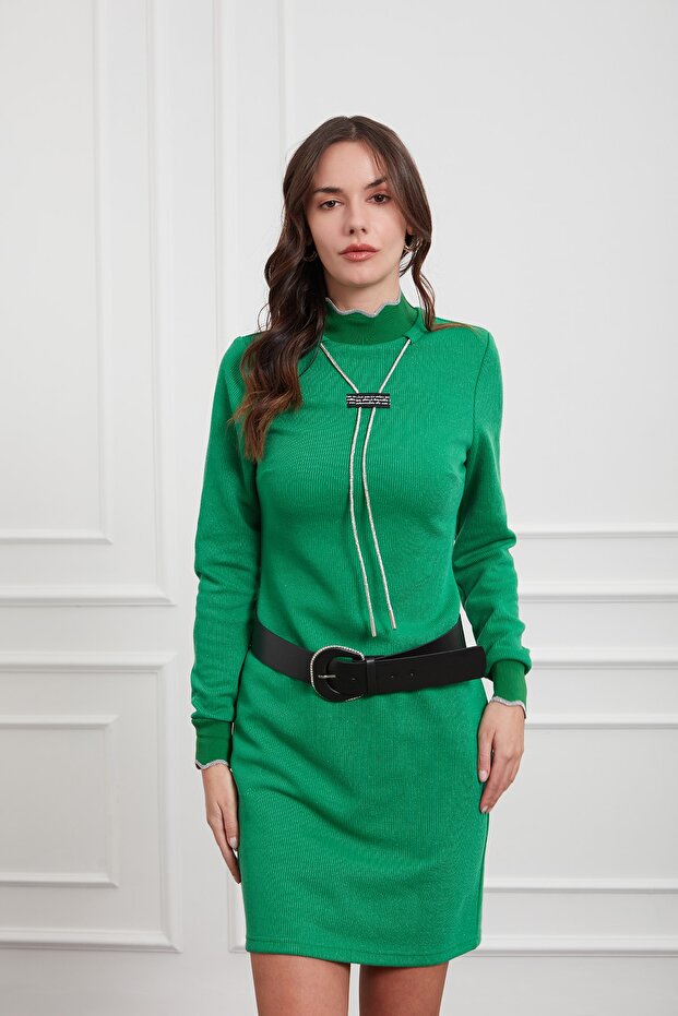 Slim Fit Mini Triko Elbise - 2