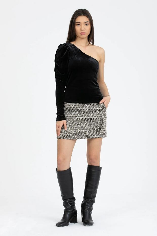 Catifea cu mânecă lungă cu umăr - 3