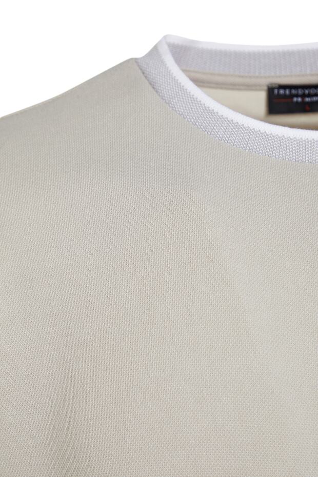 Premium Taş Oversize/Geniş Kesim Triko Bantlı Dokulu Pike T-Shirt TMNSS23TS00079 - 7