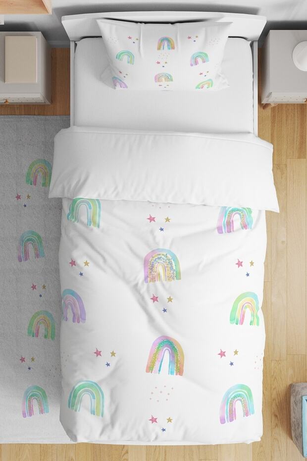 Colorful Rainbows Patterned Single Baby Children's Duvet Set