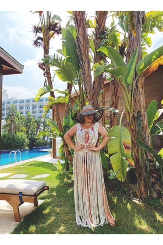 Γυναικείο φόρεμα παραλίας Ecru Macrame - 2