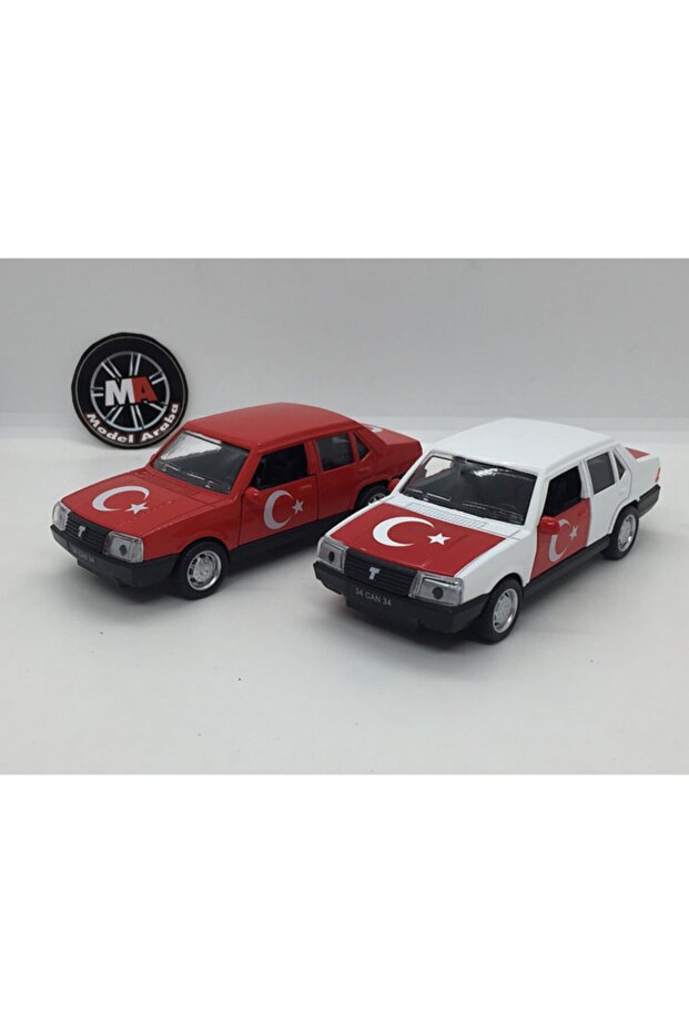 Tofas Şahin 1/32 Scale Metal Car White with Turkish Flag