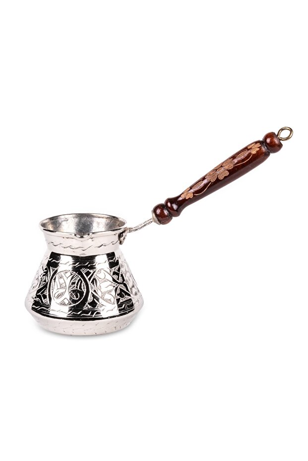 Hand Embroidered Nickel Plated Copper Coffee Pot for 4 Persons