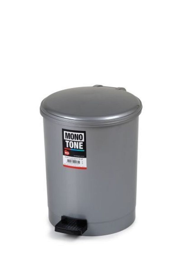 12 Litre Pedallı Çöp Kovası Yuvarlak No:2 Gümüş Gri - Bo185 - 1