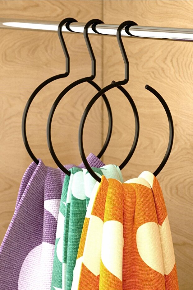 Scarf, Shawl Hanger, Hanger Set of 3 Matte Black Eg203